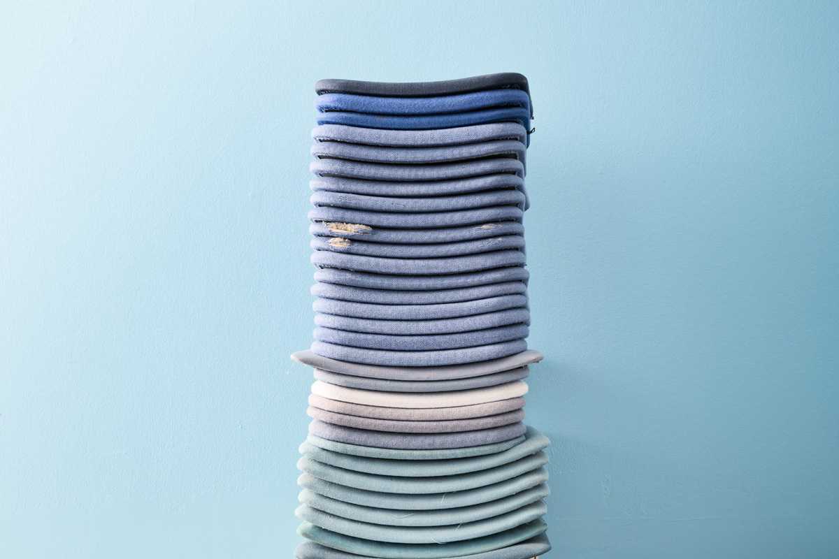 Seat cushions in a stack