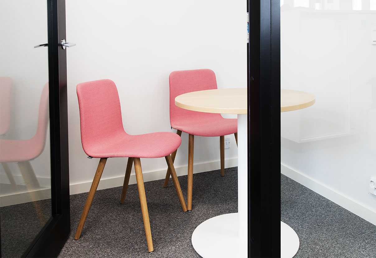 Martela's Sola chairs and Spot table at FELM's office in Helsinki, Finland