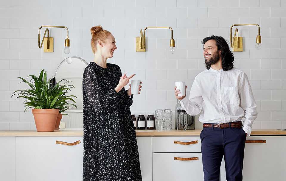 Woman and man with coffee