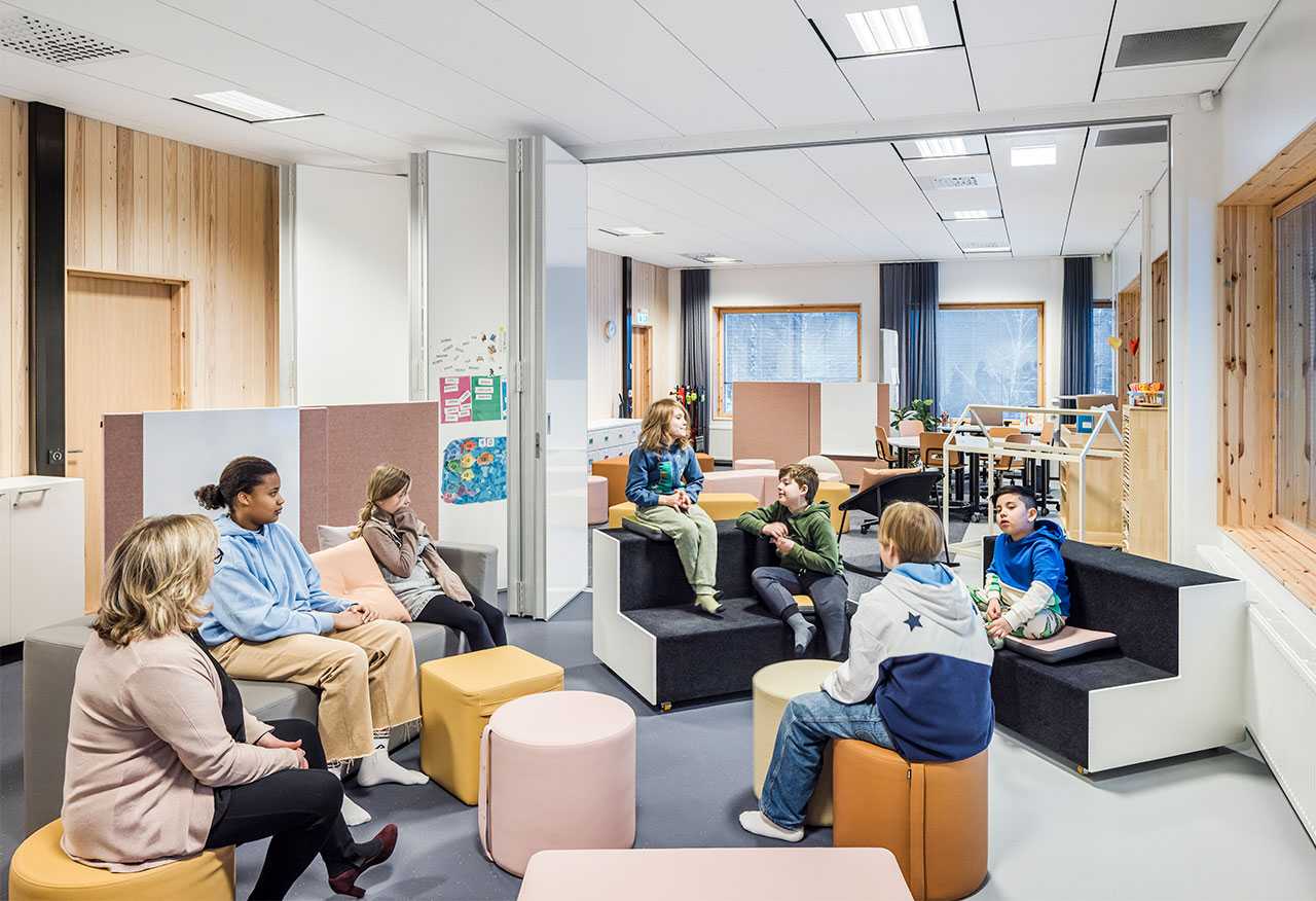 Teacher and pupils in a classroom