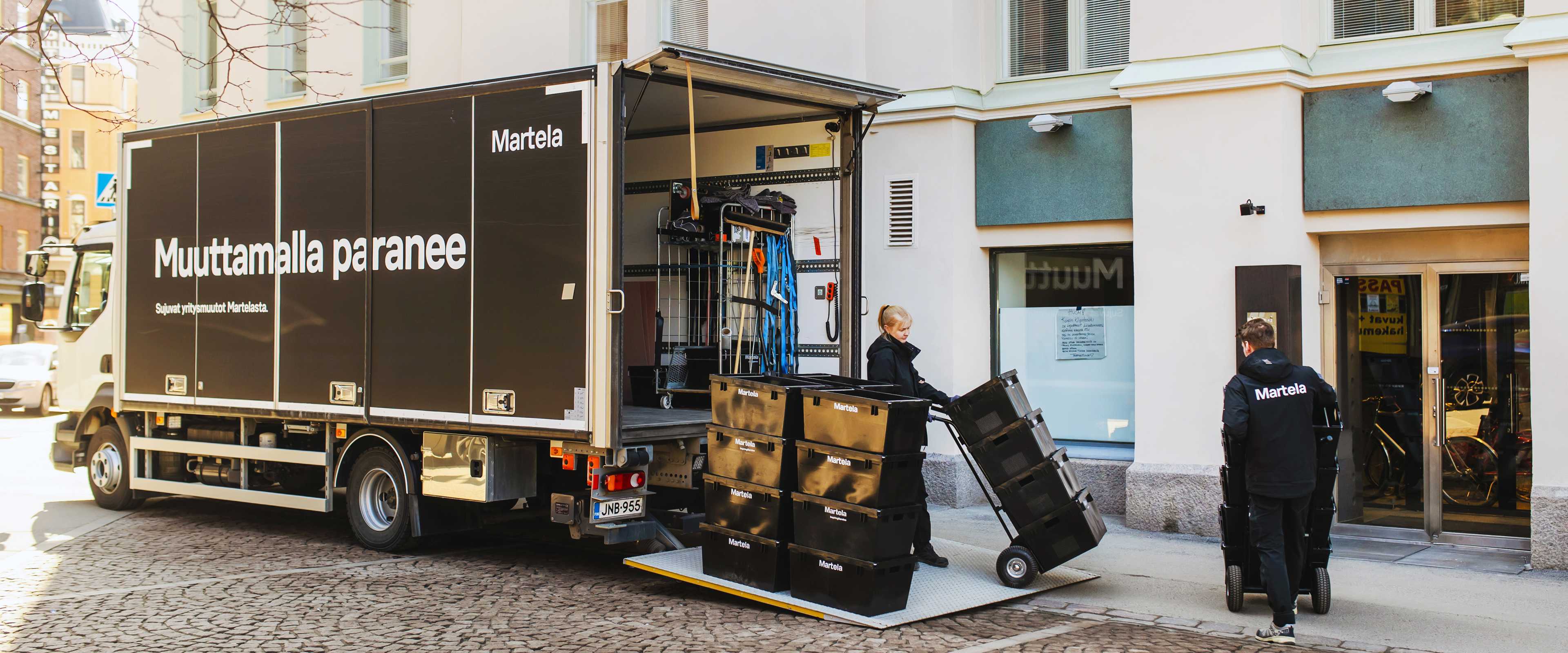 Martela's moving truck at Vincit's office.