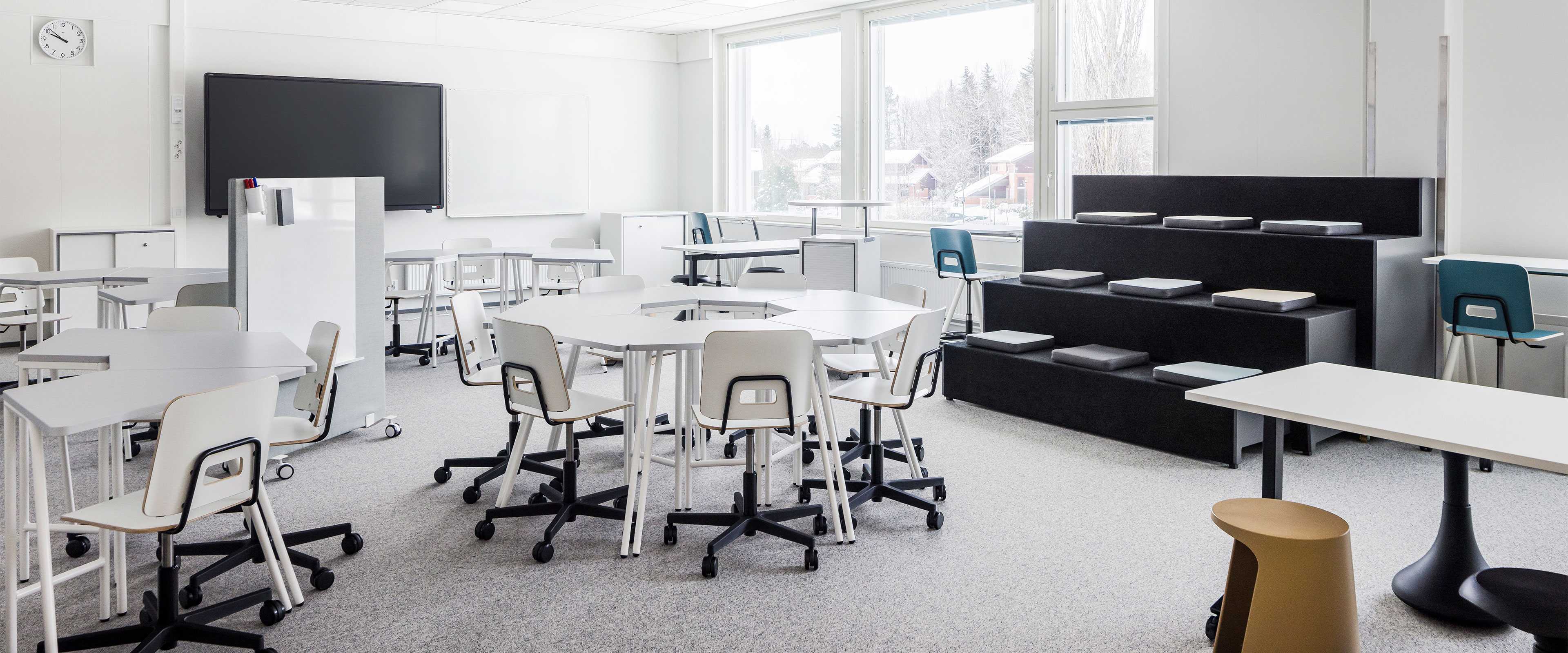 School furniture in a classroom