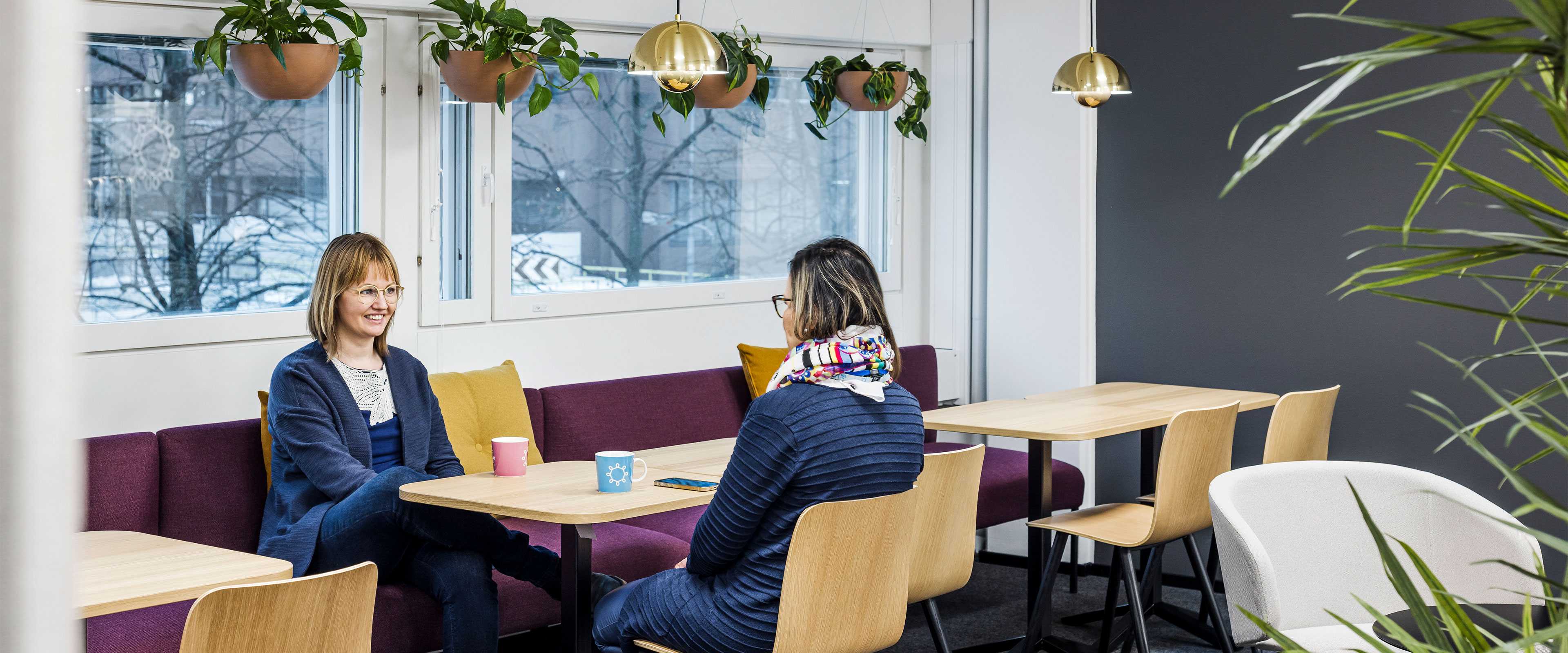 Two people having coffee