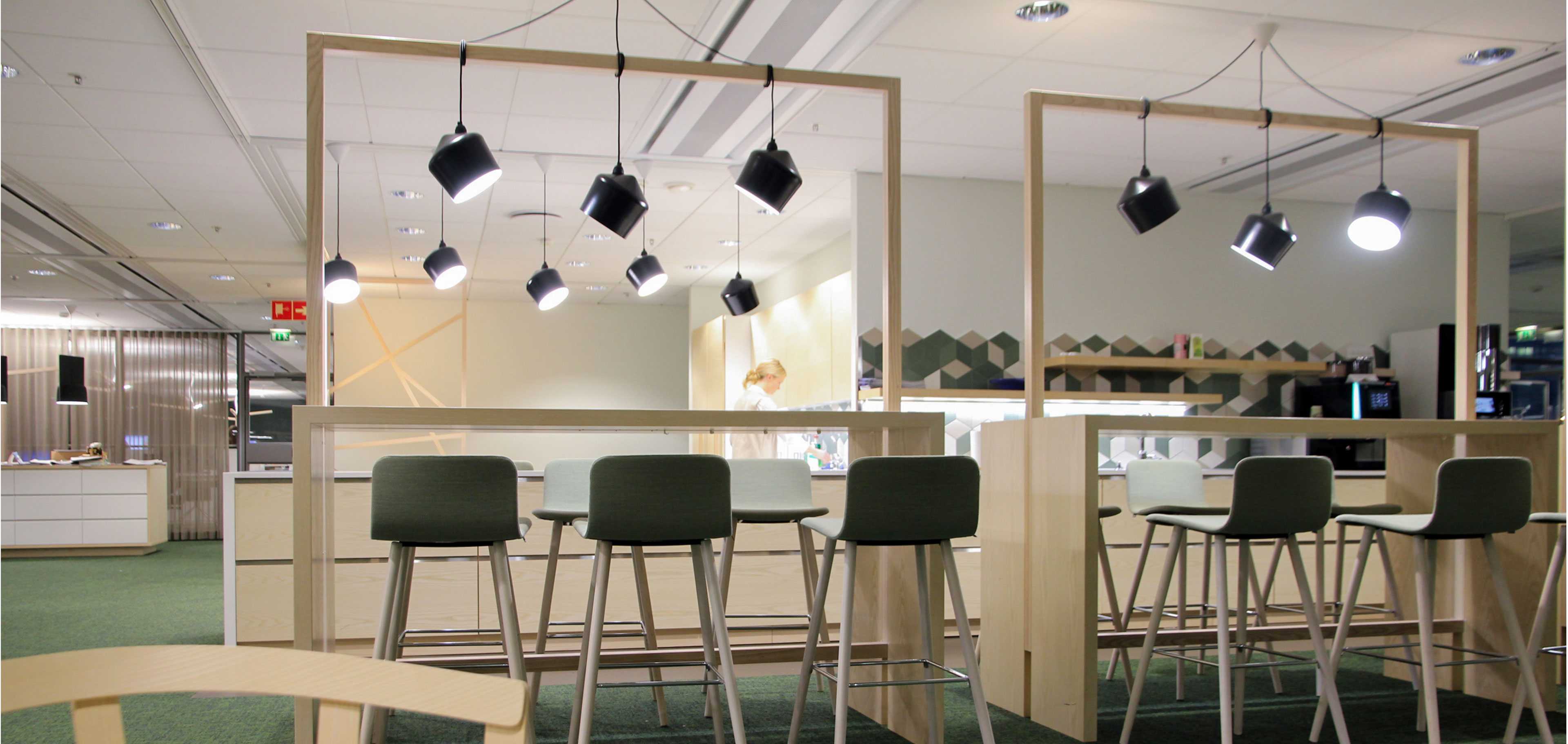 Martela's Sola chairs and Chat tables at Team Finland House in Helsinki