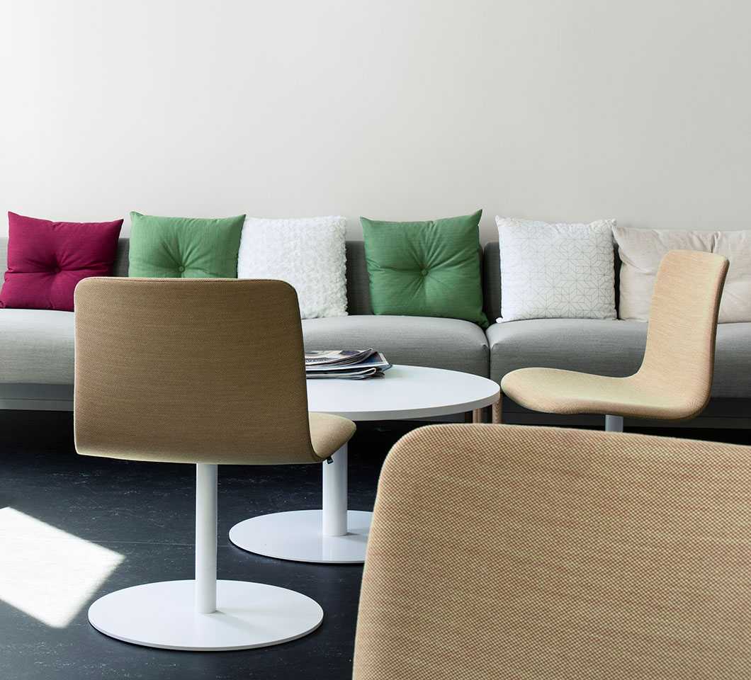 Martela's Sola chairs and Nooa sofa at Solteq's office in Vantaa, Finland
