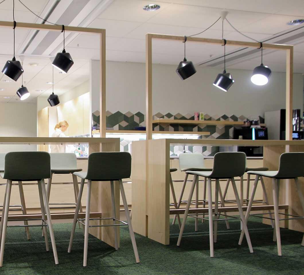 Martela's Sola chairs and Chat tables at Team Finland House in Helsinki