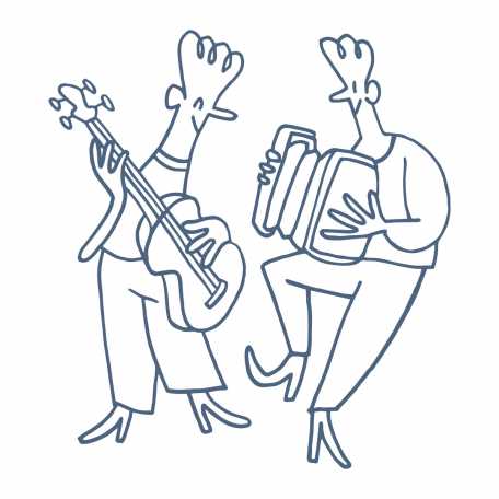 A duo playing instruments