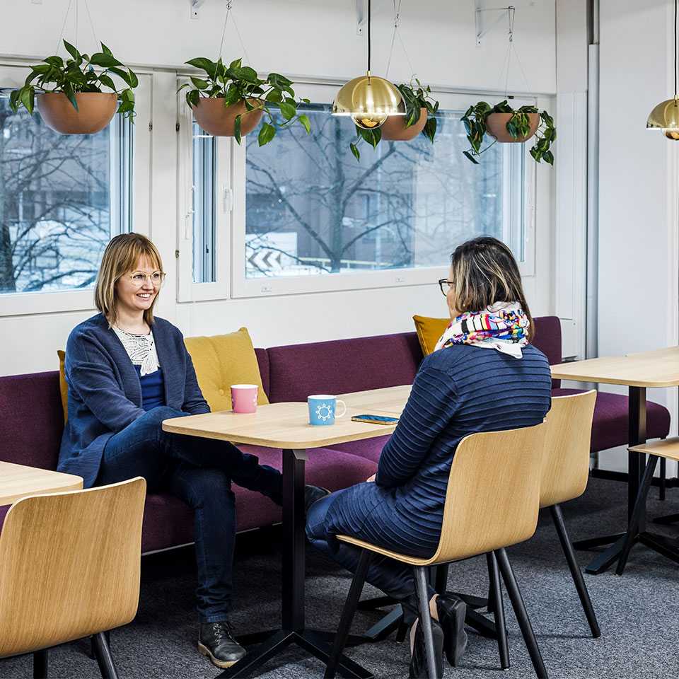 Two people having coffee